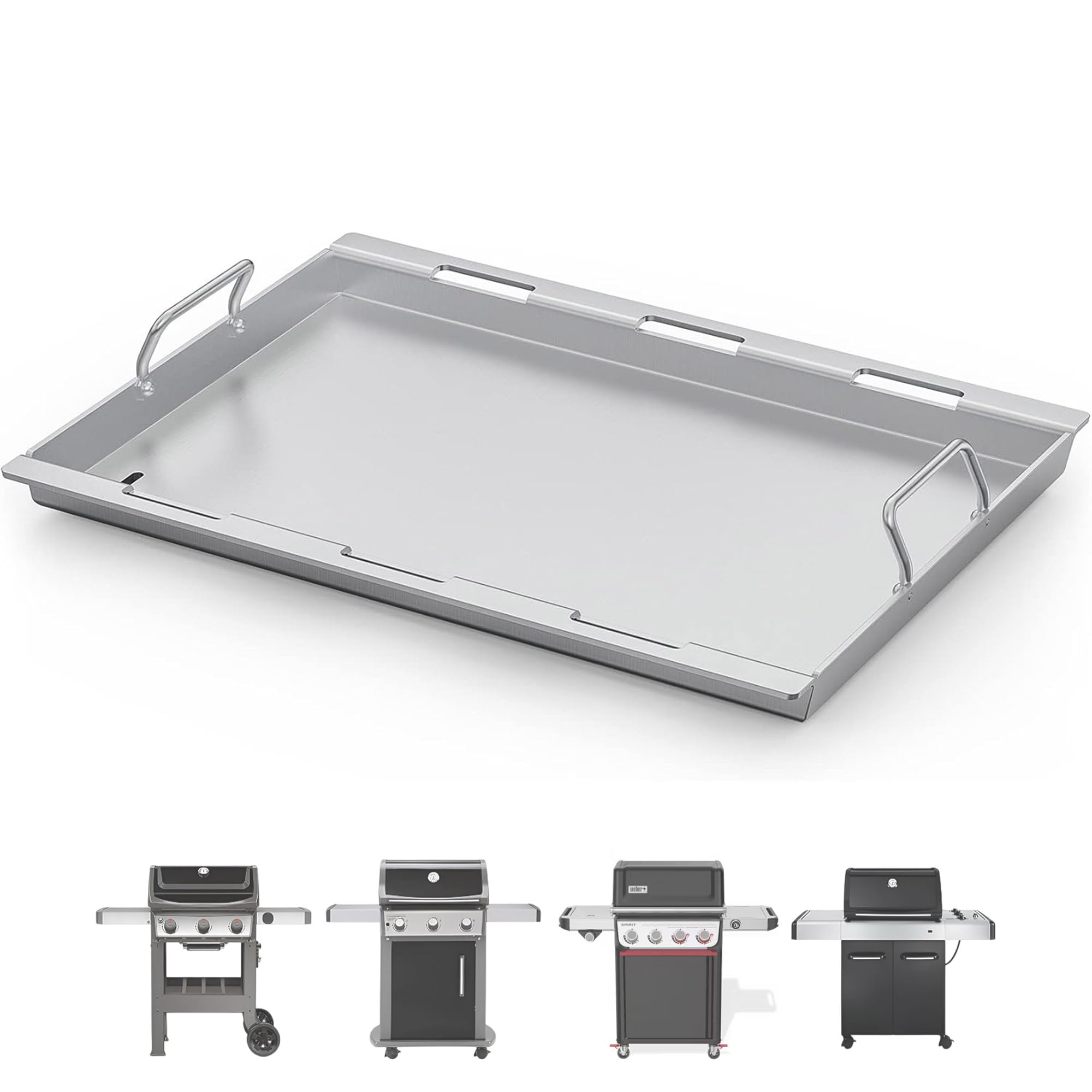 6787 Full Size Griddle Insert for Weber Spirit 300, Spirit 400 Series Gas Grill, Flat Top Grill Griddle Insert for Weber Spirit 700, Silver/Gold/Platinum B & C, Genesis 1000-3500, Stainless Steel