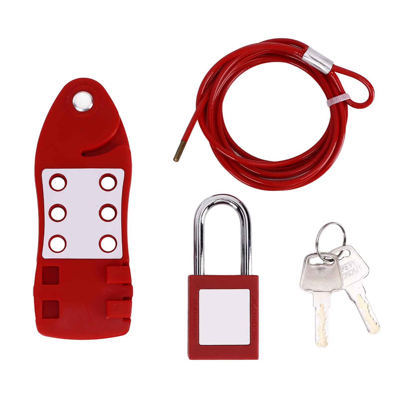Nutriess 2m Cable Lockout Fish Shaped with 38mm Padlock for Chemical Industry Electric Power Safety Applications