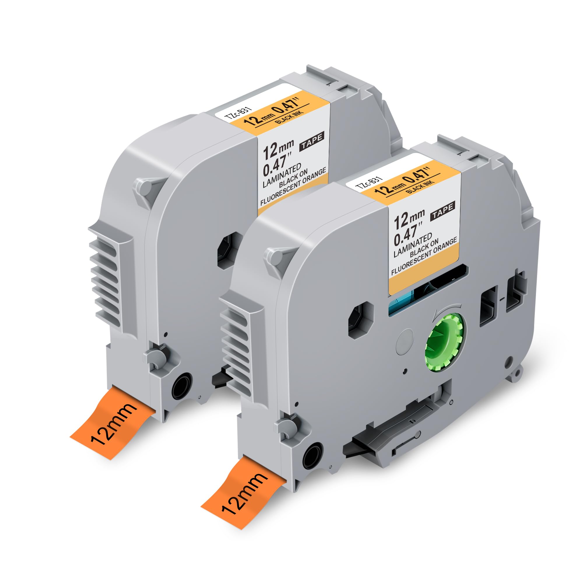 TITBIT Compatible Orange Label Tape Replacement for Brother P Touch TZ Tape 12mm 0.47 TZe-B31 Laminated Black on Fluoresent Orange Tze B31 for P Touch