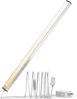 ASOKO LED Under Cabinet Lighting USB Plug-in, Dimmable, 3 Color Changing(2700K, 4000K,6000K), 14.5 in, Under Counter Lights for Kitchen, Shelf, Cupboard, Under Desk Light, Monitor USB Light Bar