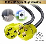 5FT Dryer Extension Cord (Distance ≤1.1M) 4-Prong N14-30 Plug 30AMP 220V Canada Dryer Cable(UL Listed) 10AWG Pure Copper Heavy Duty Cord,Extension≤1.1M