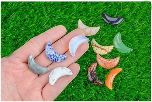 Miniatura 3 de Adabele Colgante de piedra semipreciosa natural tallada a mano en forma de luna de 0.709 in, cuentas sueltas para curación de joyas de chakras de