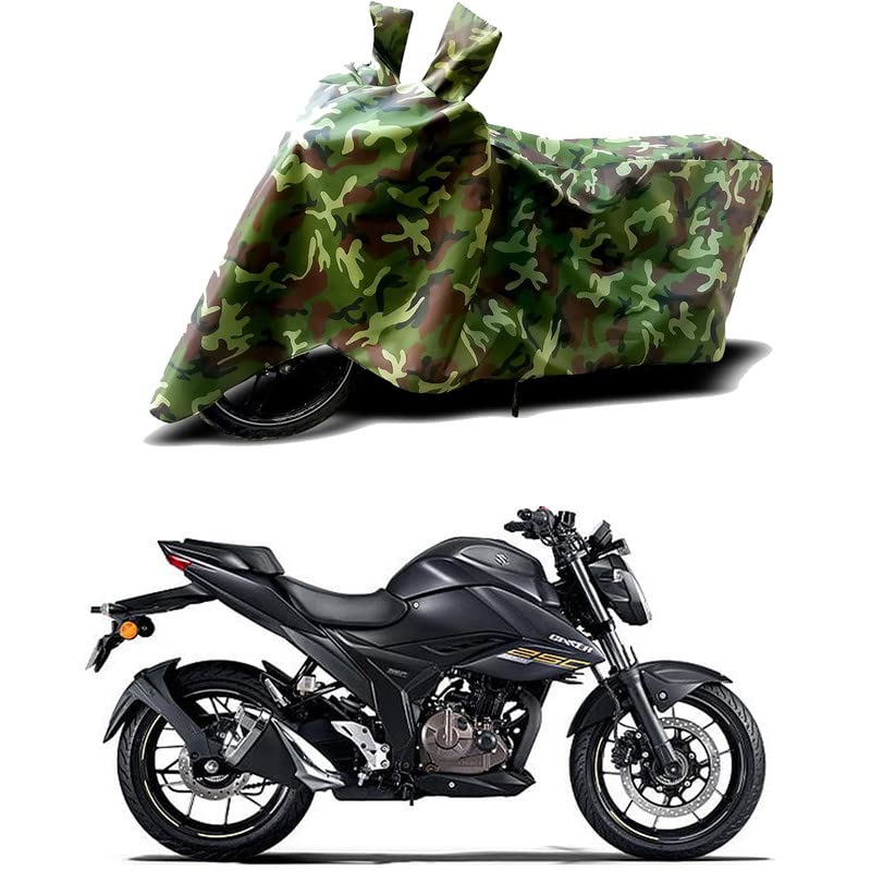 Image of 100% Water Resistant Bike Scooty Two Wheeler Body Cover Compatible for Suzuki Gixxer 250 BS6 /UV-Rays /Heat Protection /Birds Dropping /Scratchproof /Dust Proof /Waterproof /All Varient[Green MJ]