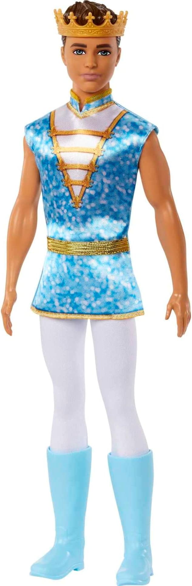 Barbie Ken Doll | Kids Toys | Royal Ken with Gold Crown and Blue Tunic | Barbie Fairytale Brunette Doll with Riding Boots | Gifts for Kids, HLC22