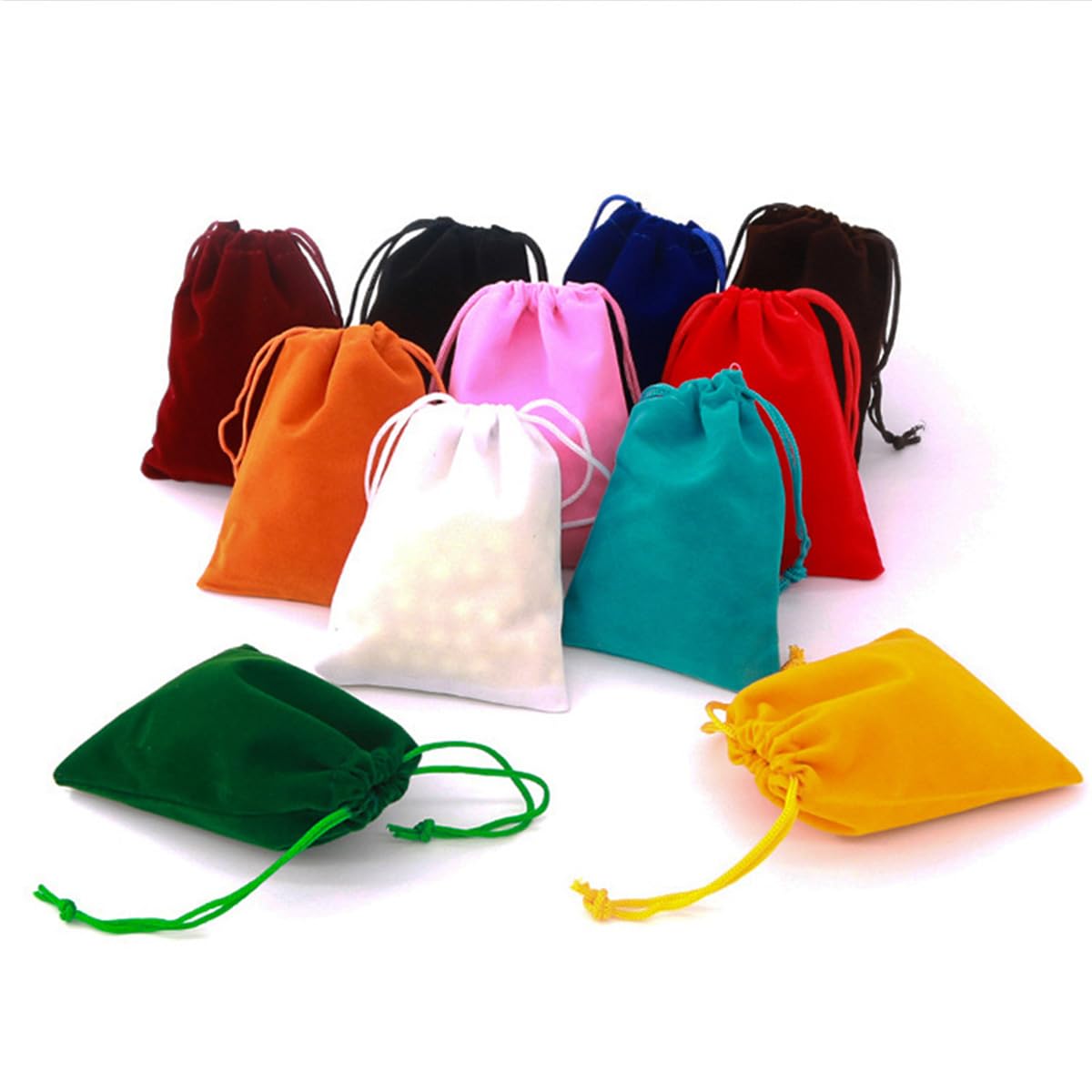 50 Stück Portable Samtbeutel Schmuckbeutel Tunnelzug Schmuck Beutel Geschenksäckchen für Schmuck Hochzeit Party Feiern Weihnachten DIY Handwerk