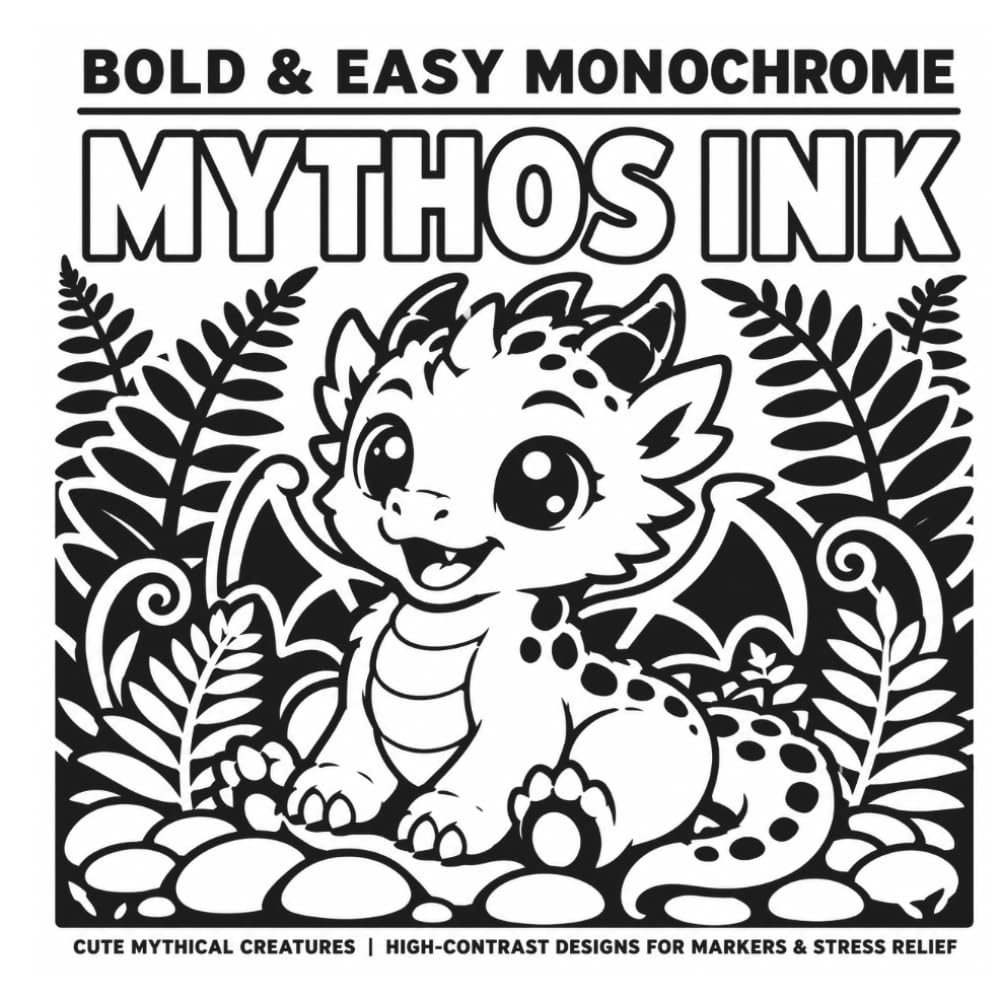 Mythos Ink: A Bold & Easy Monochrome Coloring Book | One-Pen Ritual Designs for Markers & Stress Relief