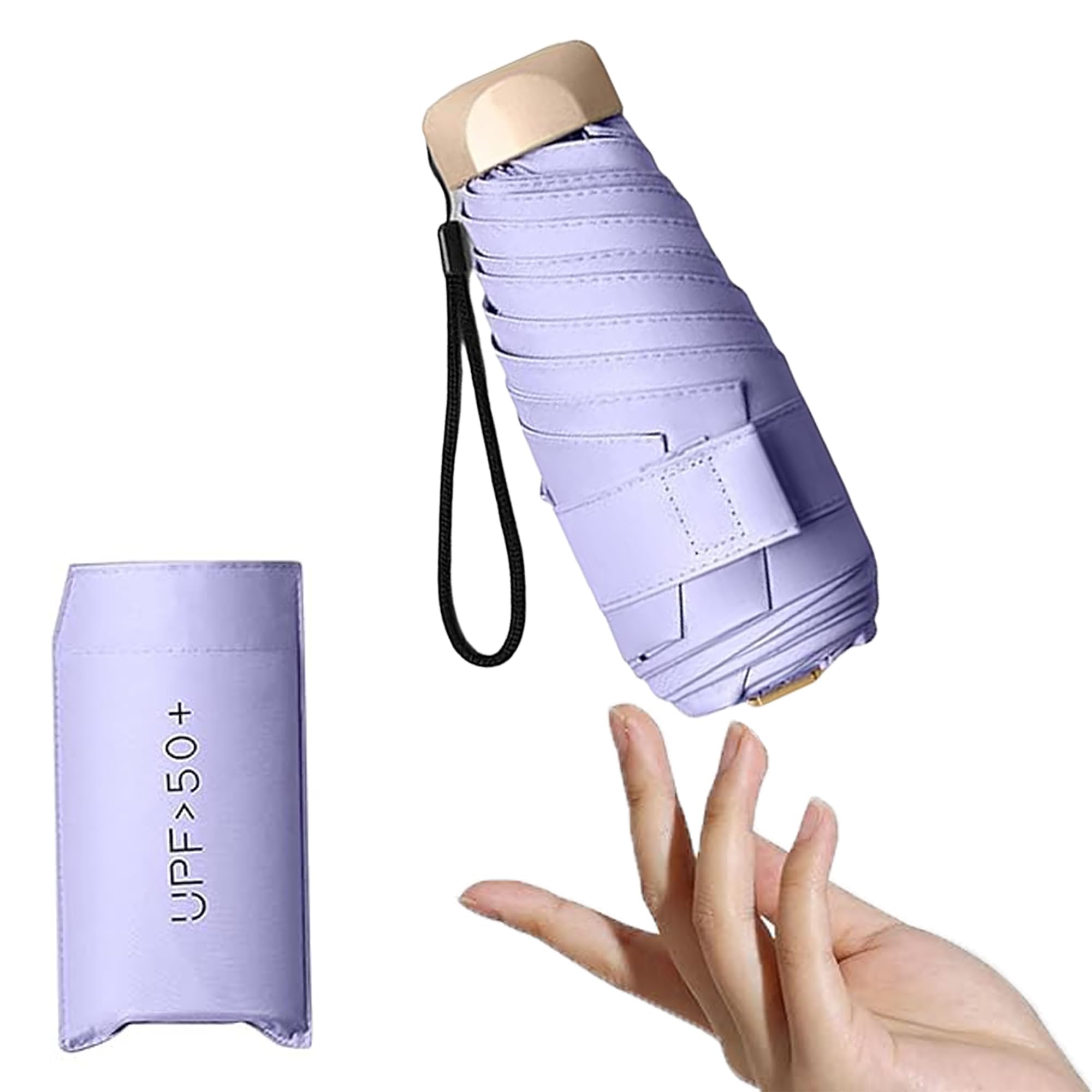 Luoqun88Mini Umbrella, Compact Umbrella with UPF50+ Protection, Folding Travel Umbrellas Windproof Strong 6 Ribs, Sun Umbrellas, Handbag Brolly for Sun and Rain for Women Men and Child