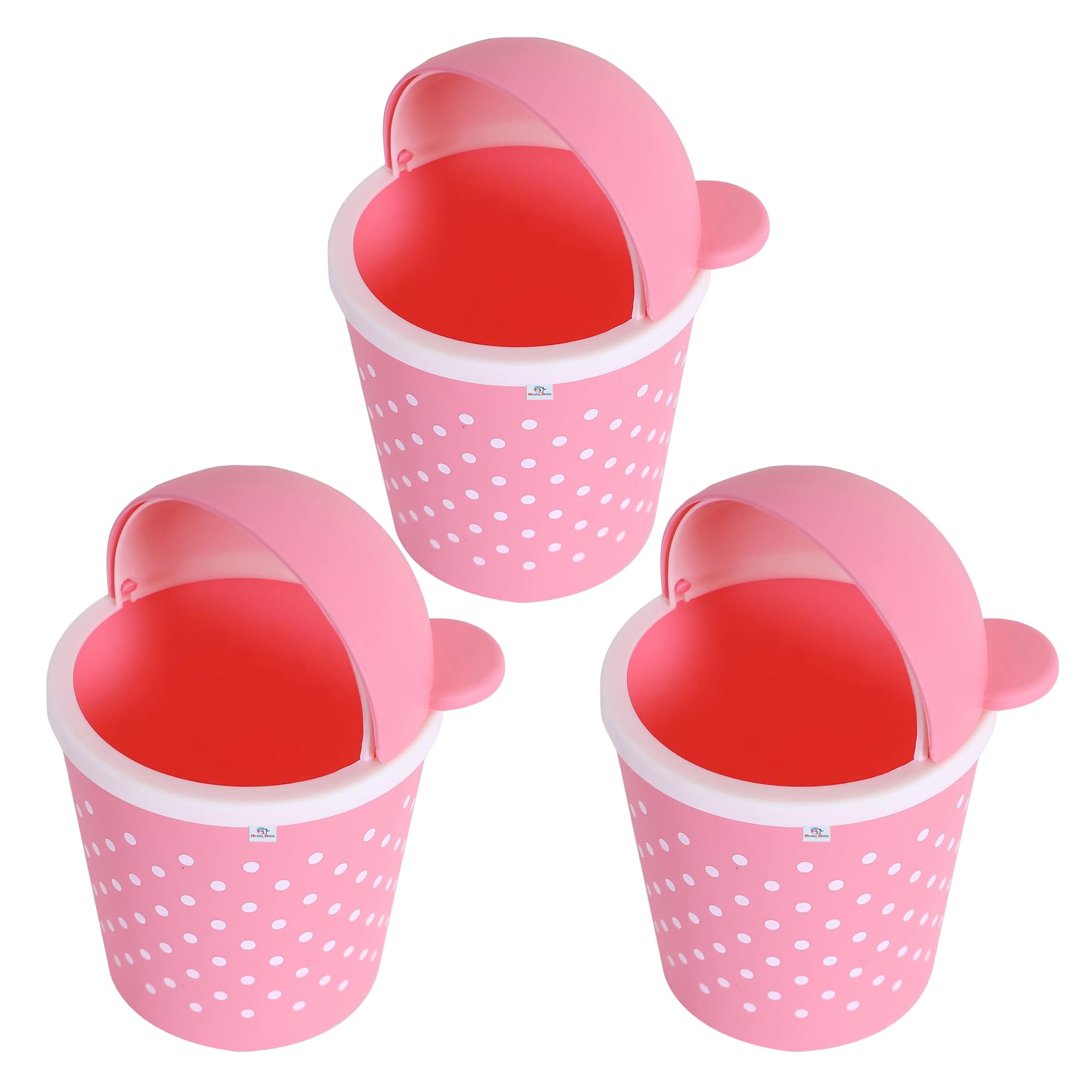 Heart Home Pack of 3 Portable Small Table Top Dustbin For Study Table | Office Desk | Bathroom | Mini Waste Bin For Kitchen Sink | Washroom | Mini Dustbin For Kitchen and Garbage (Pink) (B0D7CX4RKF) Amazon Price History, Amazon Price Tracker