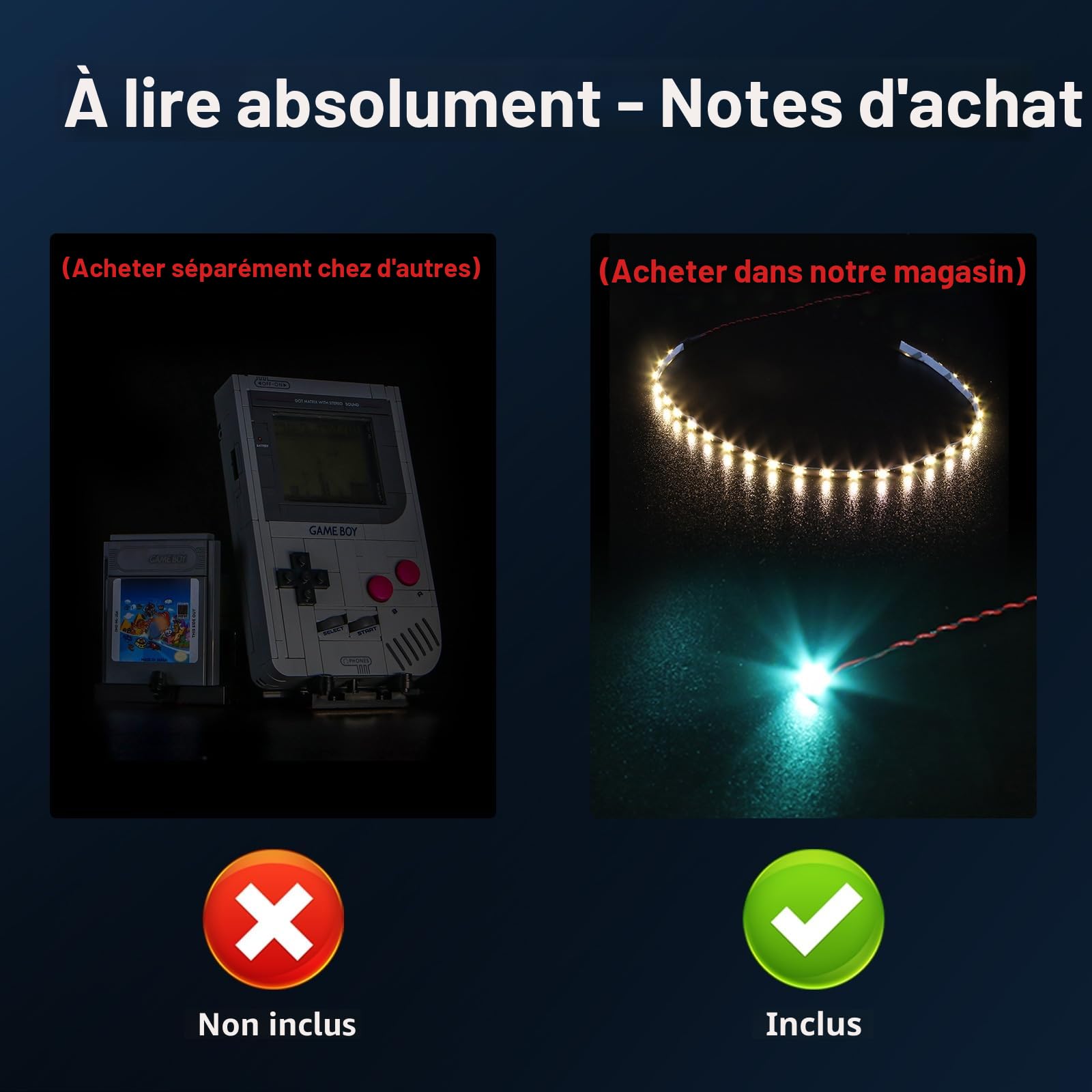 Kit d'éclairage LED compatible avec Lego Game Boy 72046 (pas de modèle), kit d'éclairage décoratif compatible avec le modèle de brique Lego Game Boy