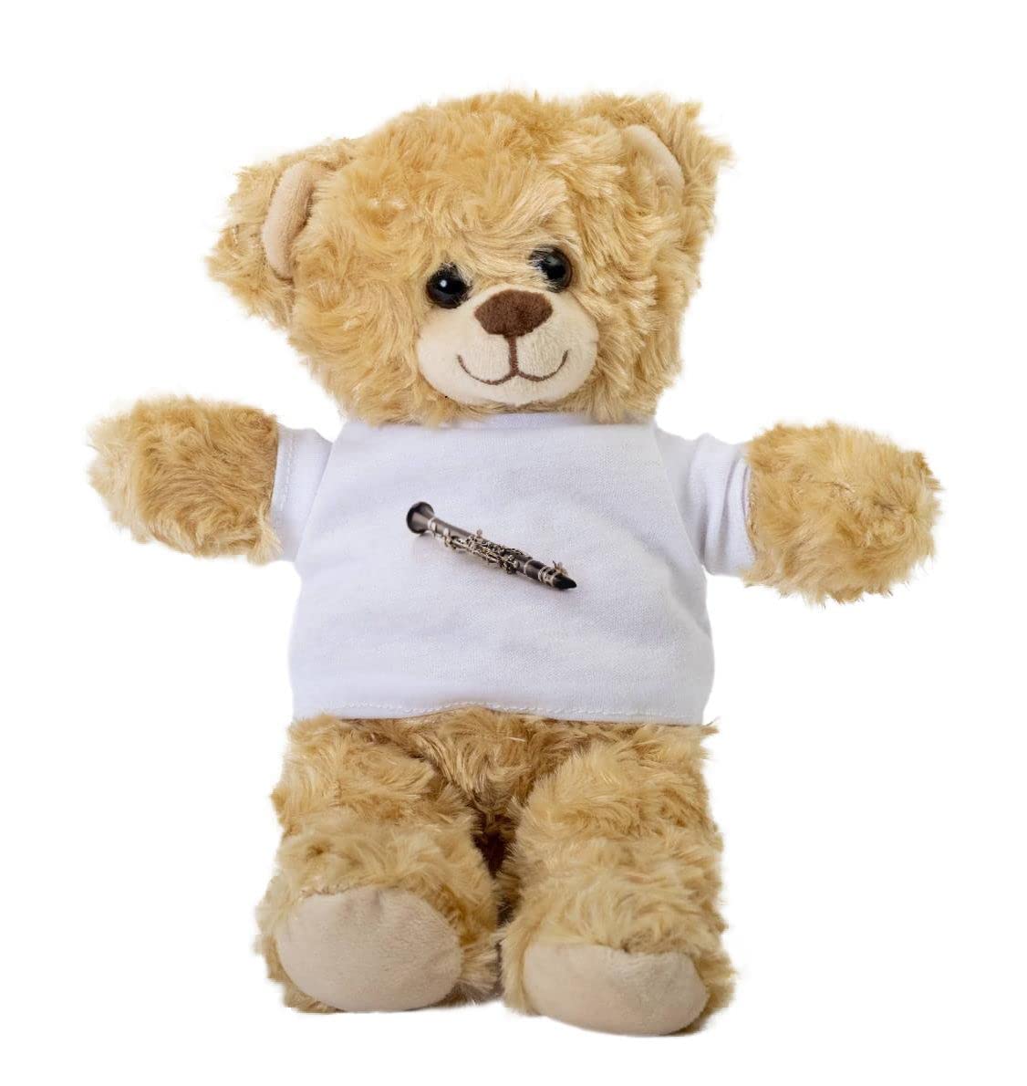 SpreadPassion Black Clarinet Isolated Teddy Bear, Gift Stuffed Animal, Plush Teddy Bear with Tee, Gift for Her, Birthday Basket Idea