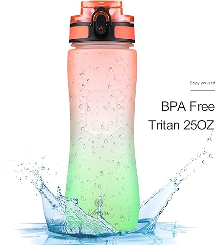 Miniatura 8 de Botella de agua motivacional de 25 onzas con marcador de tiempo, sin BPA, a prueba de fugas, botellas de agua de 0.2 galones