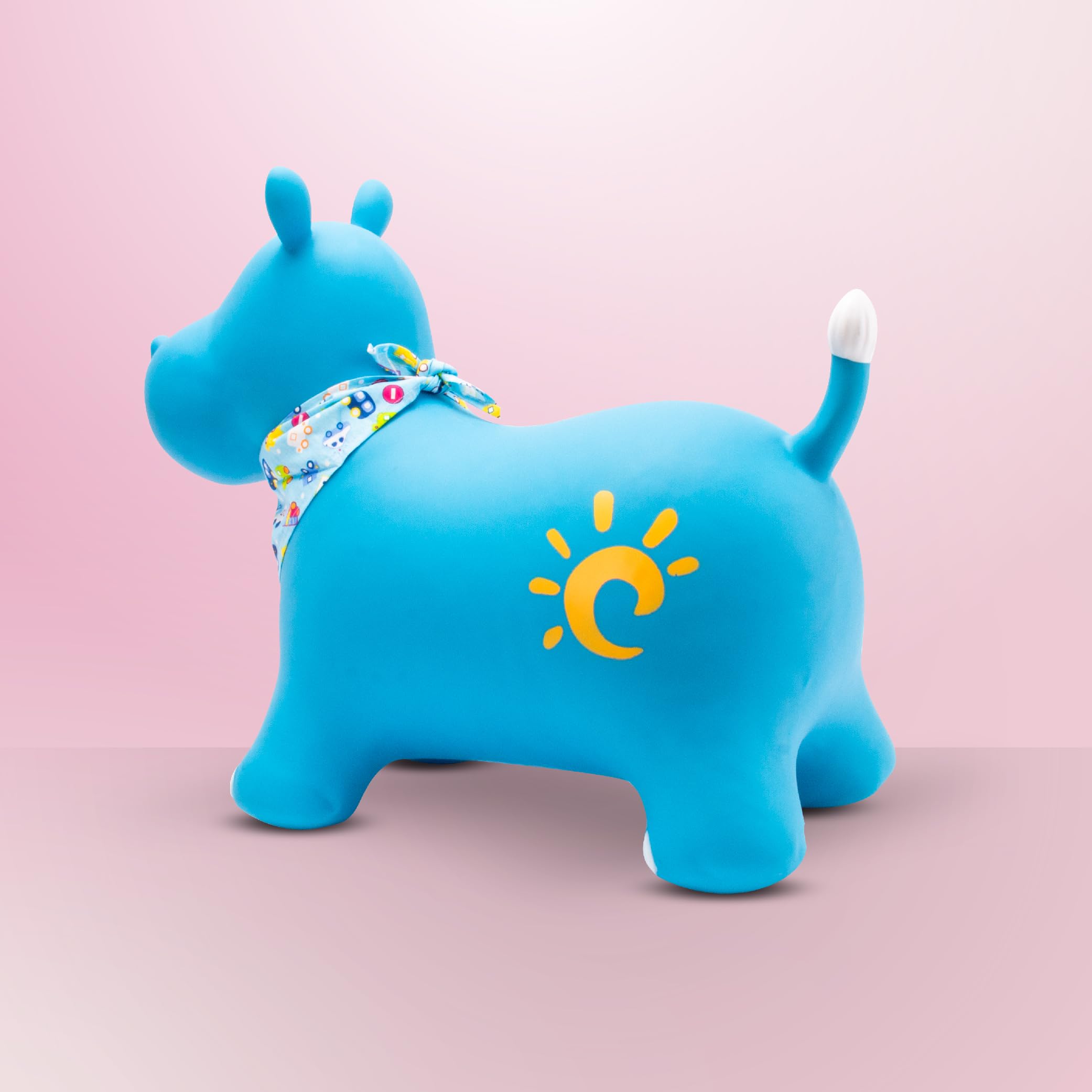sun baby Saltador Hinchable para Niños hasta 45 Kg sin BPA, de 1 año, Pelotas saltarinas para niños (Hipopótamo Azul con pañuelo) — view 8