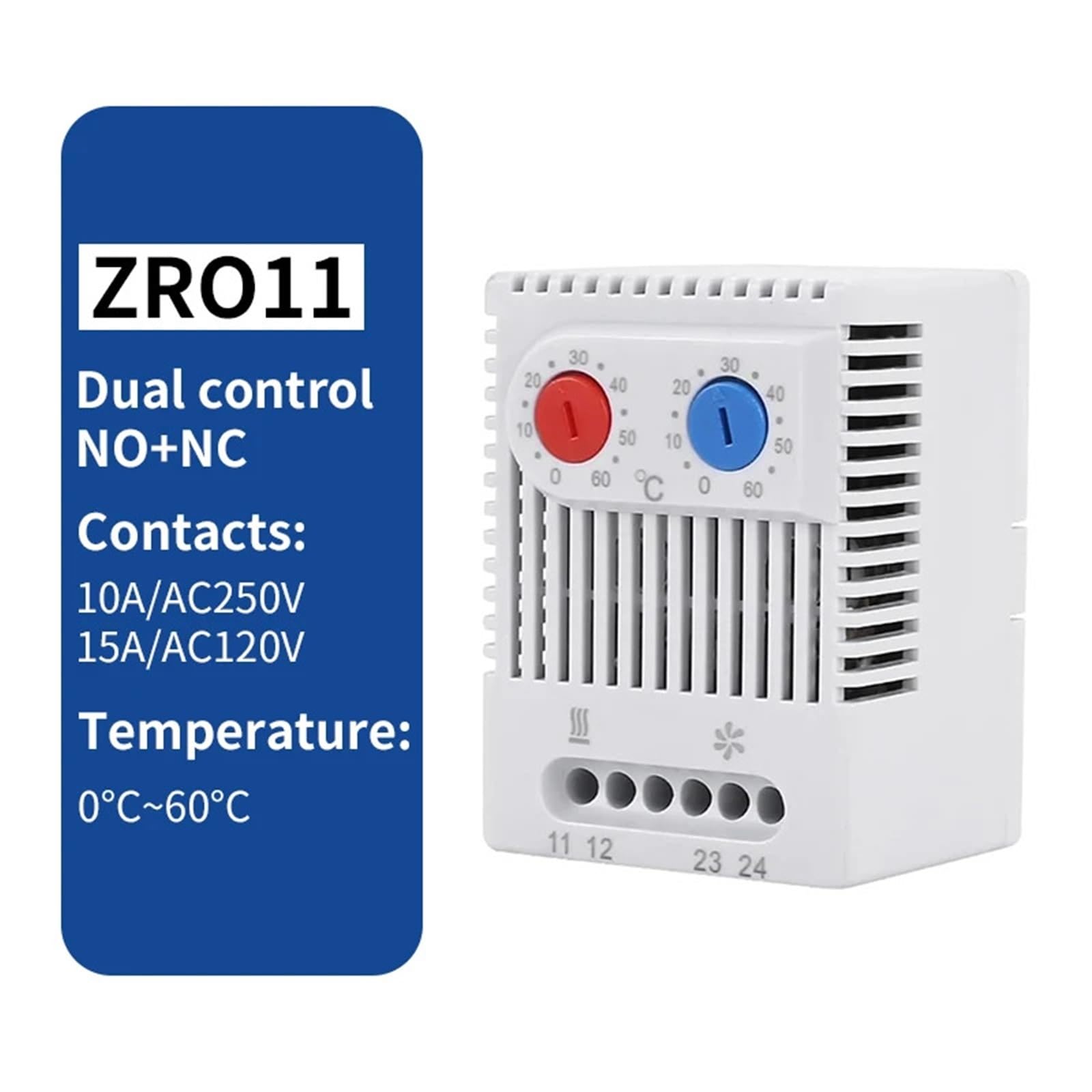 0-60'C KTO011 KTS011 DIN Rail Mini Termostato Bimetallico Compatto Regolatore di Temperatura Meccanico Normale Aperto Chiuso ZRO011(ZRO011)