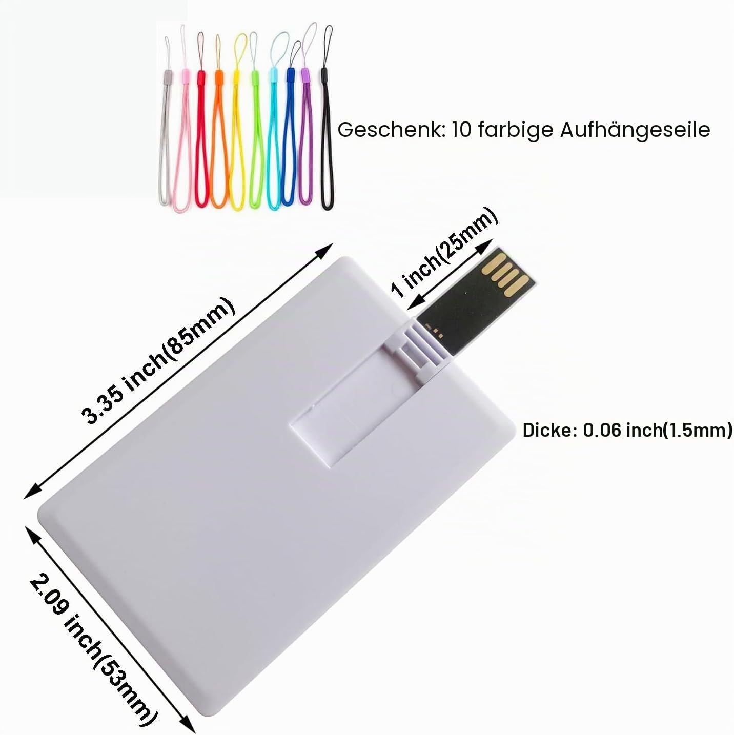 10 Stück USB-Flash-Laufwerk,weiß 16GB Kredit-Bankkartenform Flash-Laufwerk Memory Stick U-Disk-Daumen-Geschenk USB Stick Flach