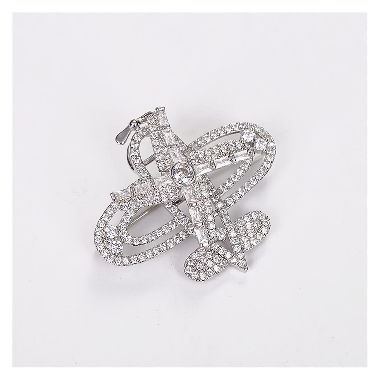 Funkelnde Spinner-Flugzeug-Brosche mit kubischem Zirkonia, vergoldet, weibliche Broschen, Anstecknadeln, Schmuck