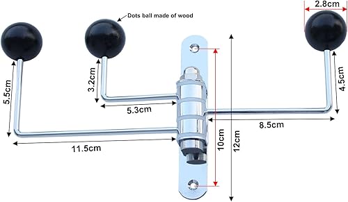 Miniatura 4 de Gancho decorativo de pared giratorio de metal con bolas decorativas de madera negra, bonitos ganchos de almacenamiento plegables para colgar