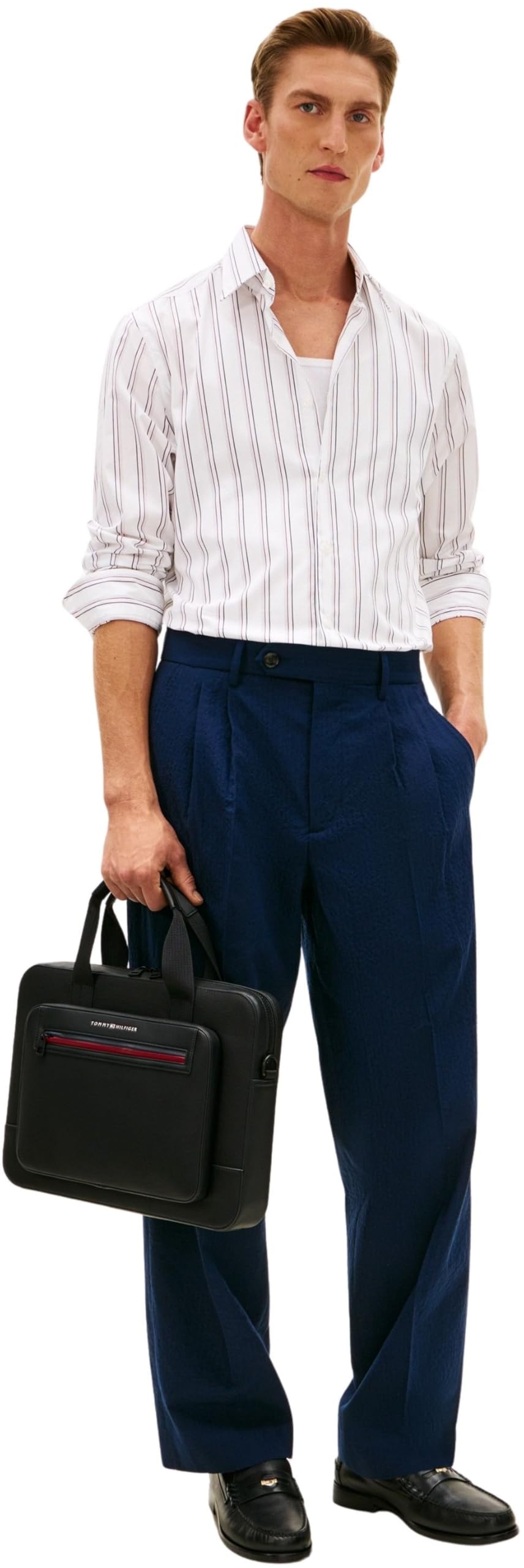 Tommy Hilfiger Sac d'ordinateur Th Foundation AM0AM14158 pour homme, noir (noir), taille unique