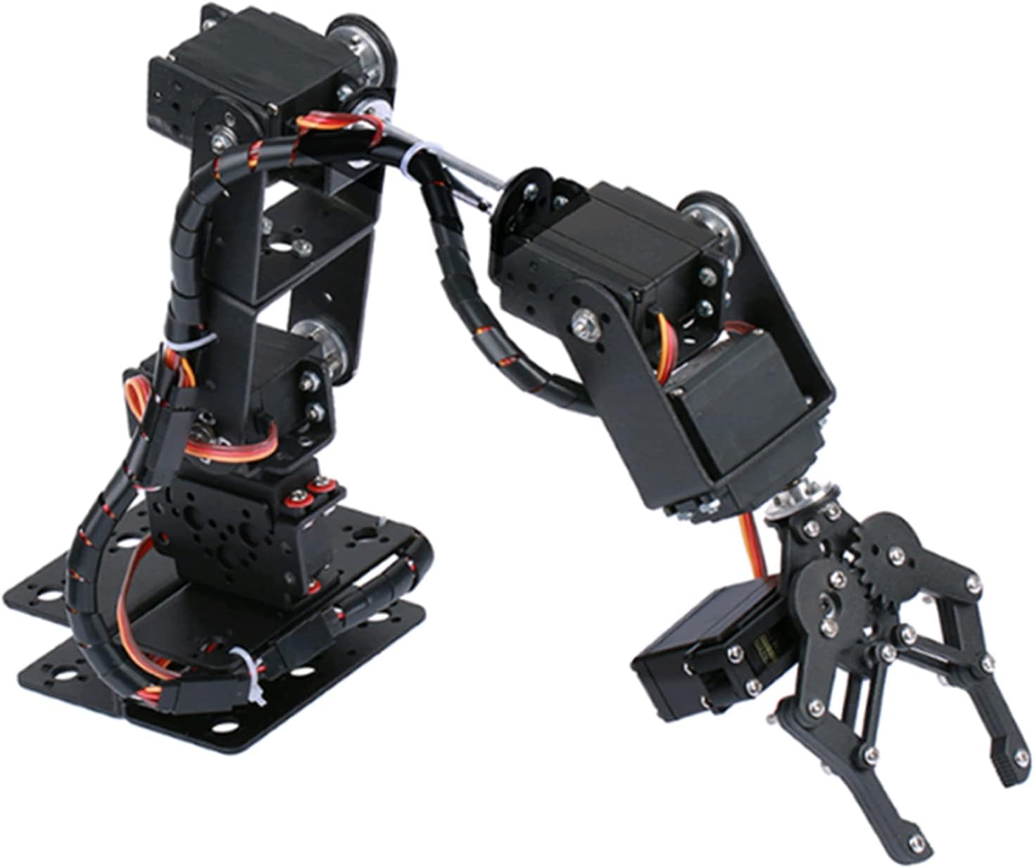6DOF Metal Claw Robotic Arm wi Servos DIY Kit Mechanical Arm Robot Arm Robotic Clamp Claw Kit wi 6pcs Servos Mechanical Arm and Gripper Robotic Arm Kit