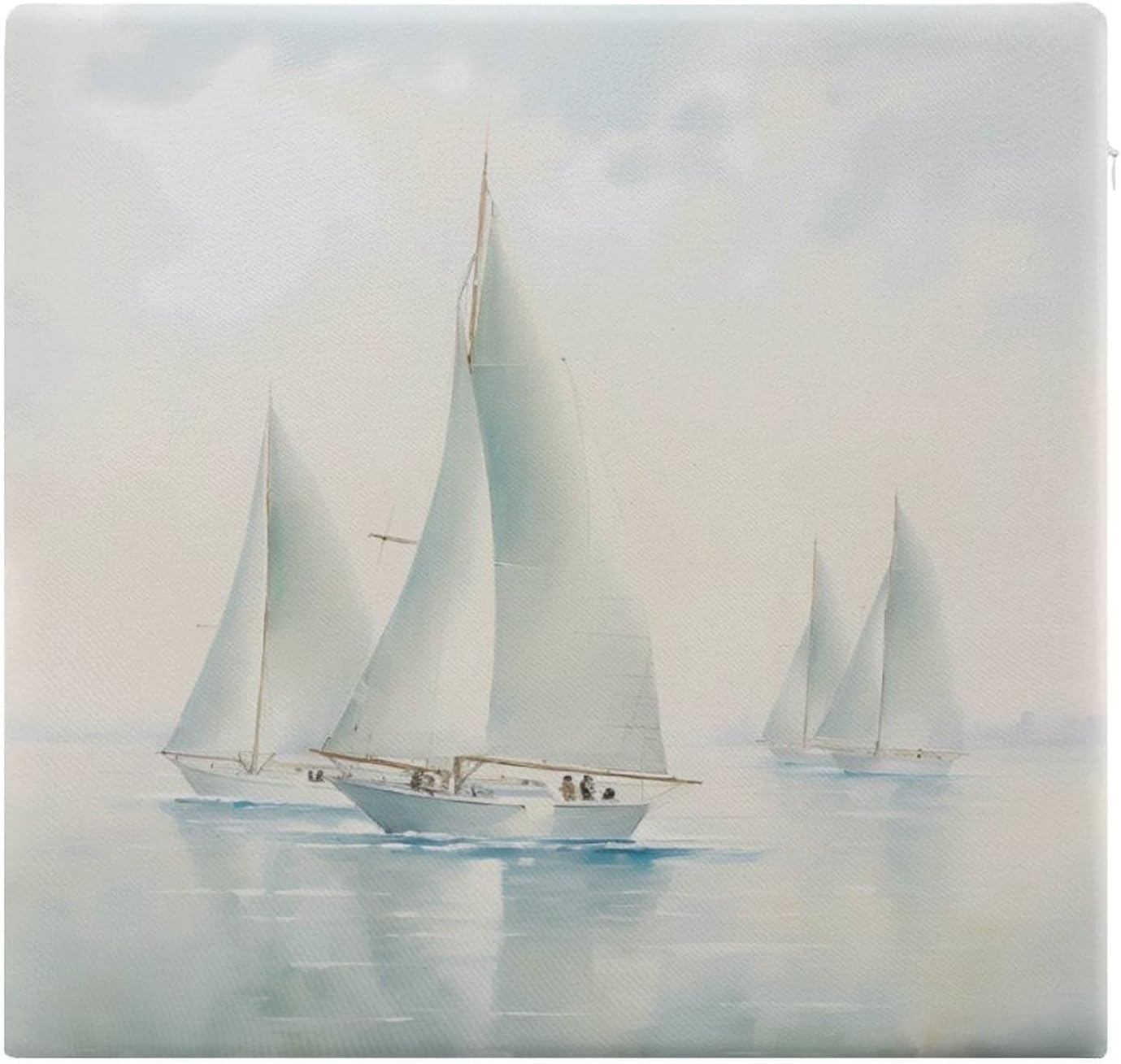 Coastal Sailing Seascape Boats Floor Pillow Meditation Yoga Cushion Square Chair Cushion Pillows Seating for Adults