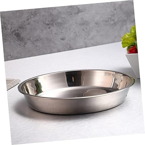 Miniatura 3 de Unomor Bandeja para hornear pasteles de acero inoxidable, plato dividido para barbacoa, plato redondo para aperitivos, bandeja de almacenamiento de