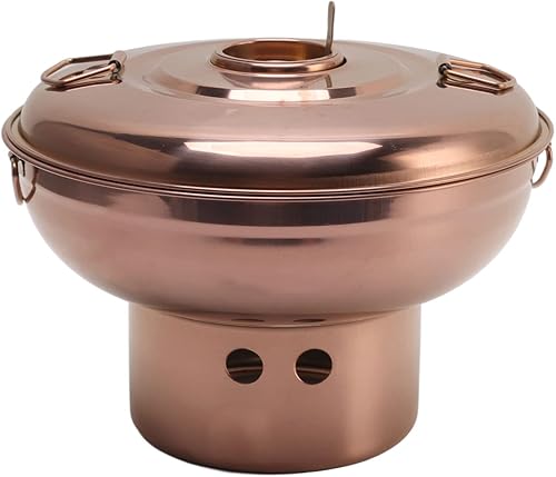 DEWIN Hot pot de carbón, estilo chino 410 de acero inoxidable de carbón pequeño hotpot de hielo seco Old Beijing para una sola persona, pequeño