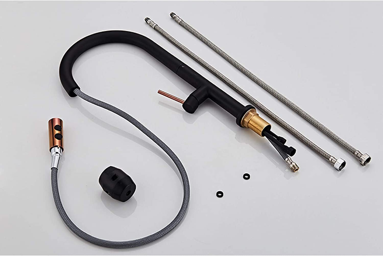 Grifos, Grifo de Cocina, Grifo de Fregadero de 360 Grados, Grifo Mezclador de Cocina de Agua fría y Caliente, Grifo Mezclador de Cocina extraíble, Negro