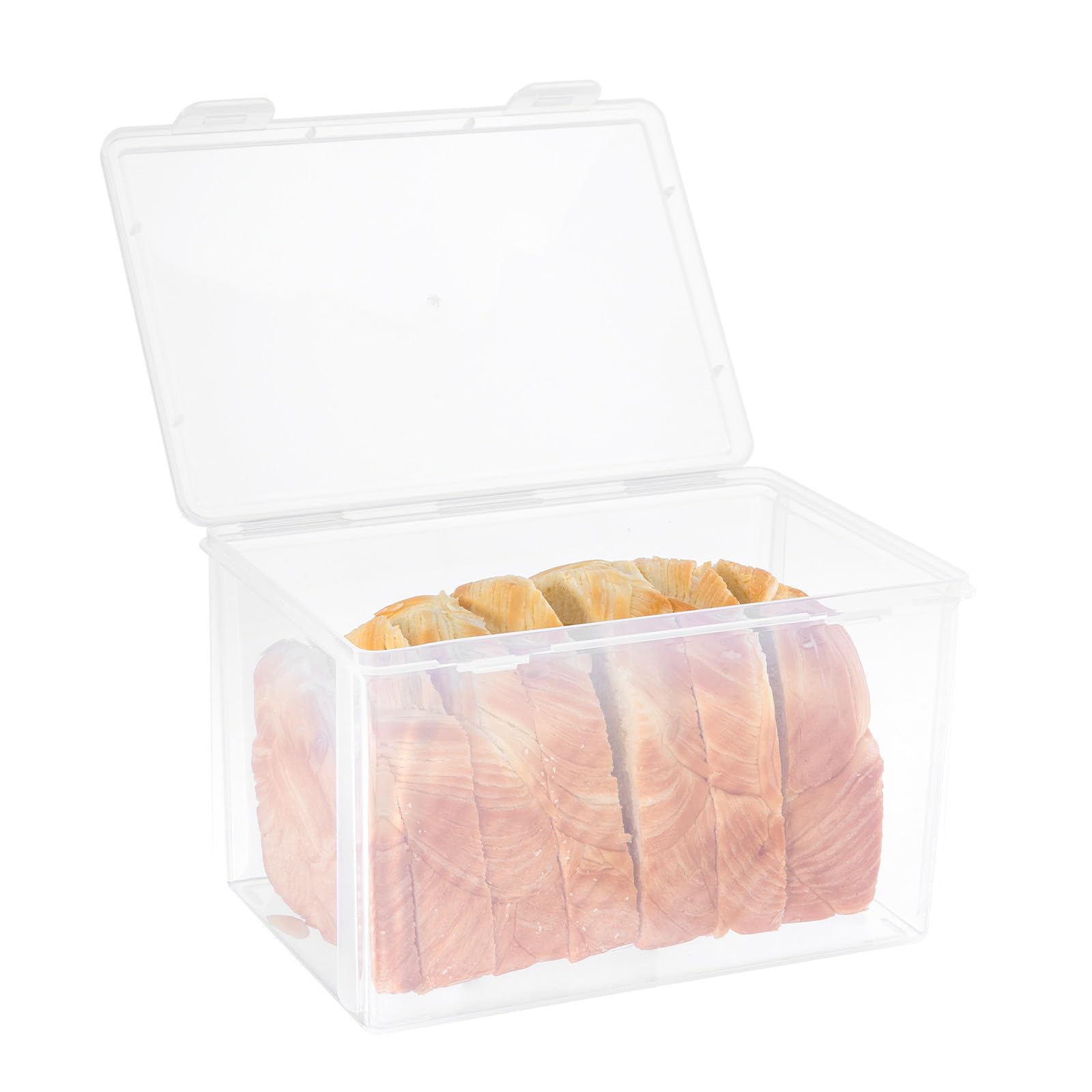 PARBEE Large Bread Container for Fridge Keeping Bread Fresh, Airtight Bread Box Loaf Keeper Plastic Storage Box for Slice Bread Crackers Snacks Bagels Dispenser Bin with Lid