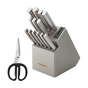 KitchenAid Gourmet Knife Block Set with Built-in Sharpener, 15-Piece, Stainless Steel