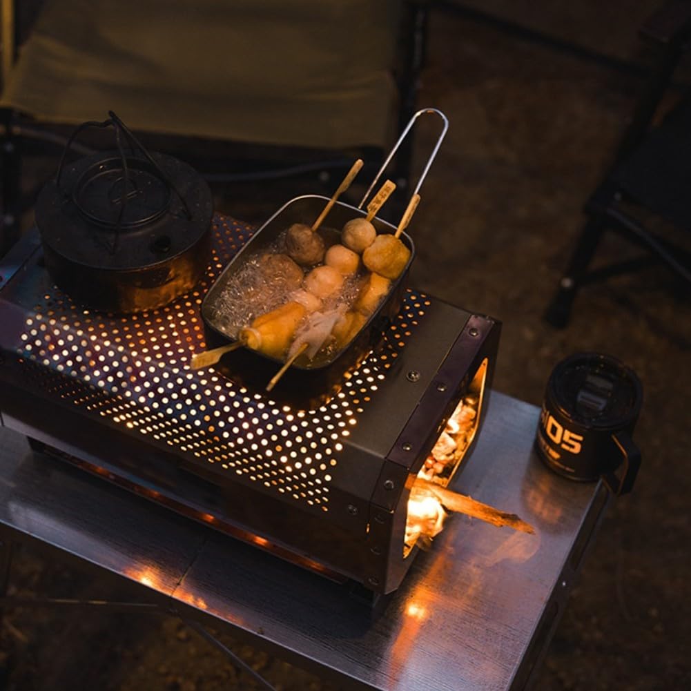 Tragbarer Grillrost aus Edelstahl, für Camping, Schreibtisch, Grill, mit abnehmbarem Rost, für Outdoor, Wandern, Picknick, Hinterhof, Party, Wärme, Feuer, 40,5 cm