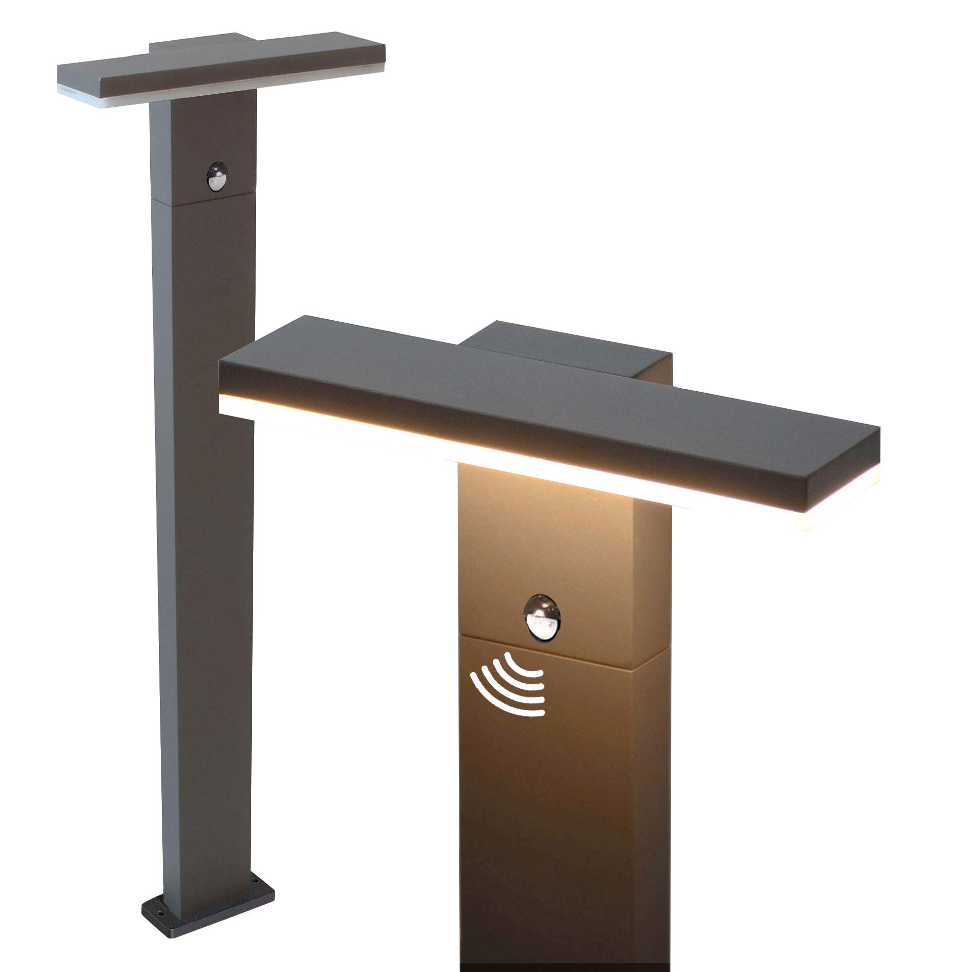 max K O M F O R T LED Standleuchte mit Bewegungsmelder Pollerleuchte Wegeleuchte 10W - 78cm hoch - warmweiß - Anthrazit 17504-800 (Pollerleuchte schwarz mit Bewegungsmelder)