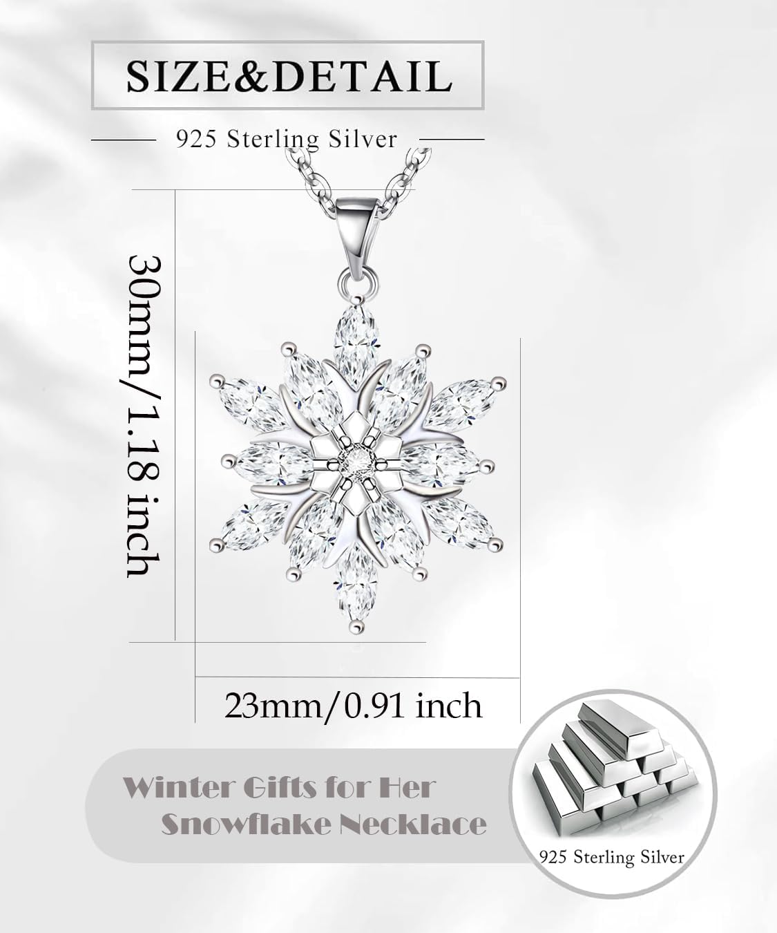 Snowflake Necklace for Women Winter Snowflake Pendant 925 Sterling Silver Christmas Jewelry Gifts for Her - Image 4