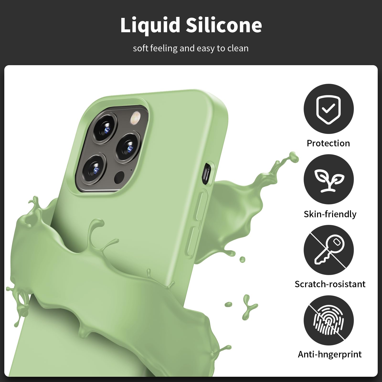 TIIXXE Silicone Case Compatible with iPhone 13 PRO Case Soft Ultra Slim Protective Shockproof Liquid Silicone Phone Case,Anti-Scratch Microfiber Lining - Image 3