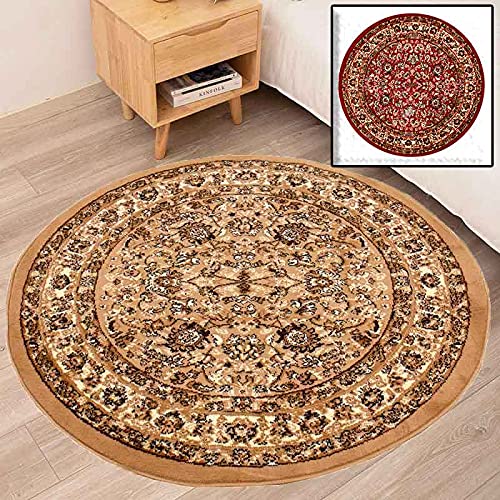 VIMODA Teppich Rund Orientalisch Klassisch Orient Teppich Kurzflor Wohnzimmer Schlafzimmer, Maße:Ø...