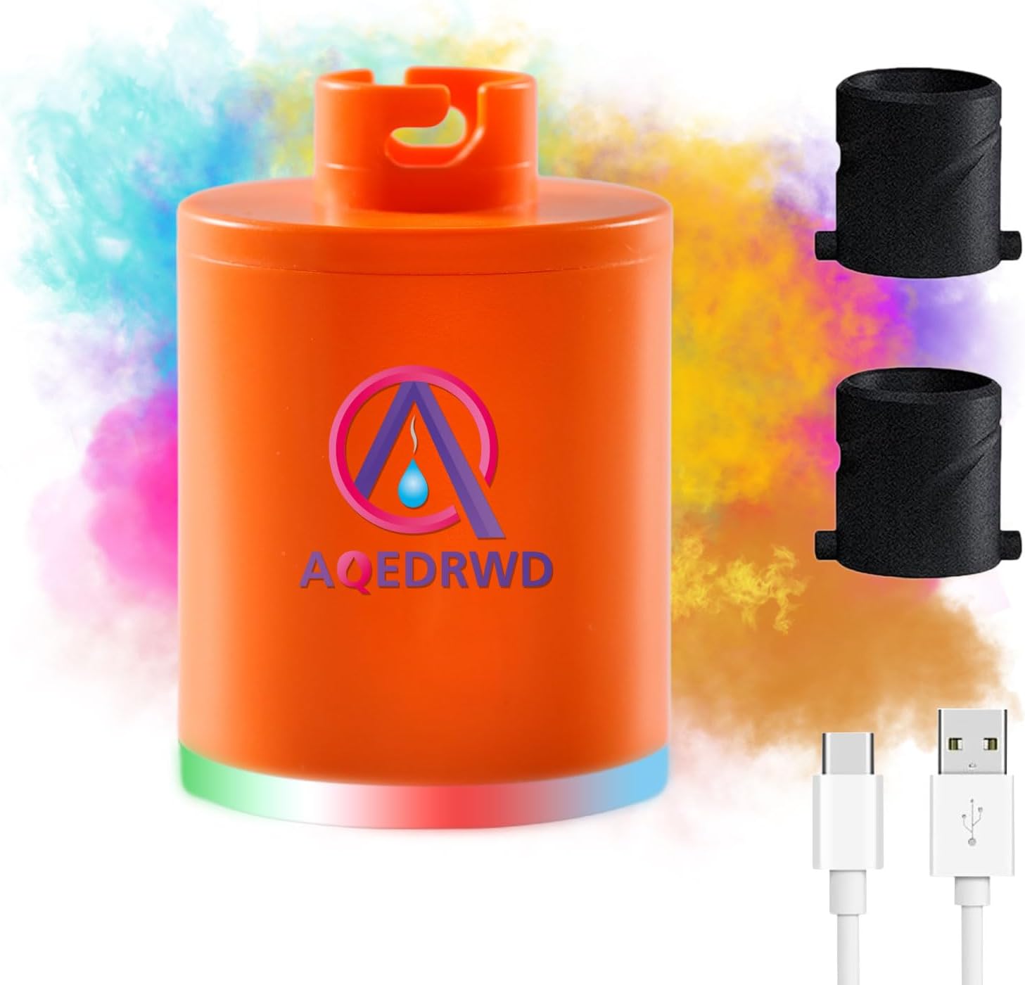 Hookah Pump Hookah Starter With rechargeable battery Universal electric hookah pump kit with Led lights Mini portable charcoal starter, coal burner Assistant Orange