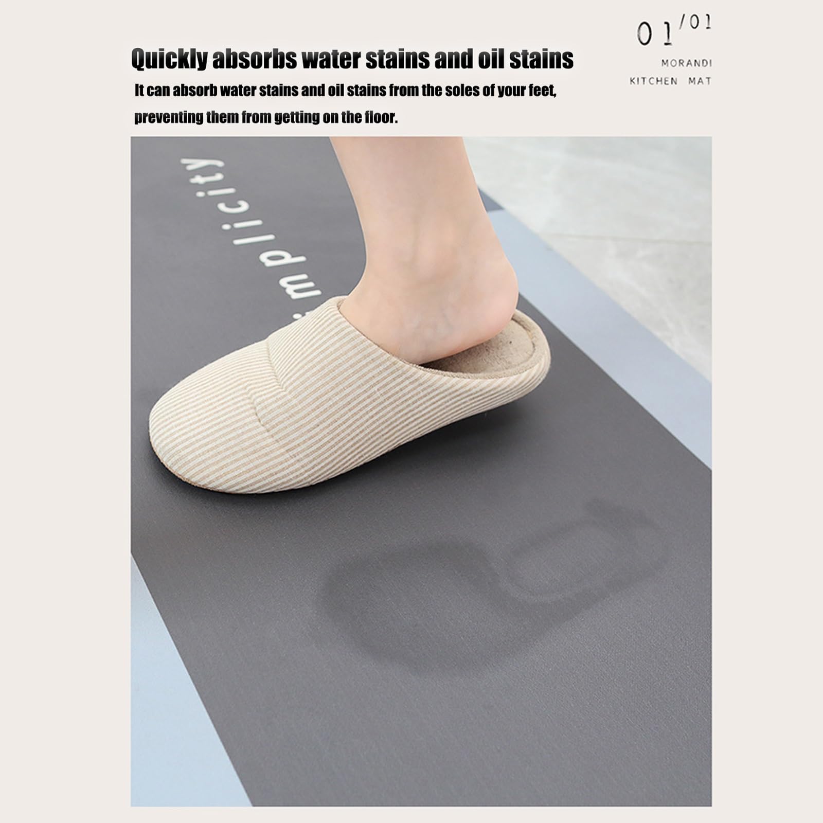 Tapis de cuisine anti-fatigue, tapis de sol antidérapant imperméable et résistant aux taches pour la maison et le bureau