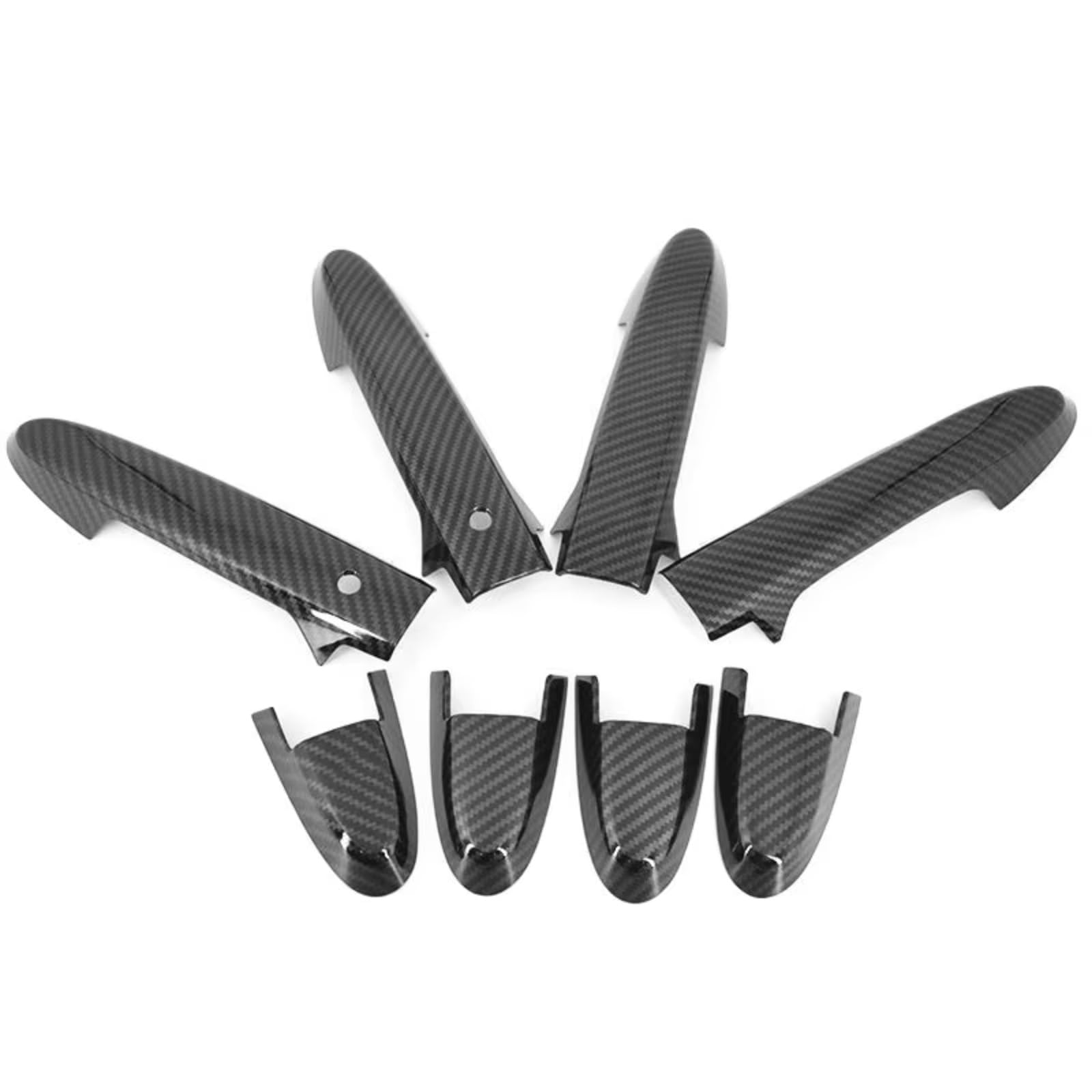 IUKMR for Fit for Jazz 2014-2020 Accessories Carbon Fiber Chrome Car Side Door Handle Cover Sticker Car Outer Door Handle(Carbon 2 Buttons)