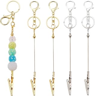 1 Box 4Pcs Beadable Card Clips Bracelet Clasp Helper Tool Gold Silver Metal Alloy Alligator Lobster Claw Clasps Grabber Puller Keychain with Bars for Long Nails Women Jewelry Making Supplies