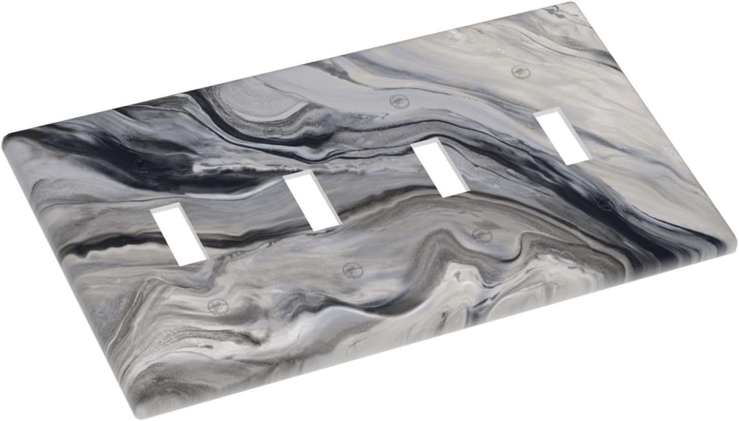 Grey And White Marble Abstract Art Print Light Switch Covers Quad Toggle Electrical Faceplate 4 Gang Wall Plate Decorative Switch Plates for Bathroom Kitchen Decor image 3