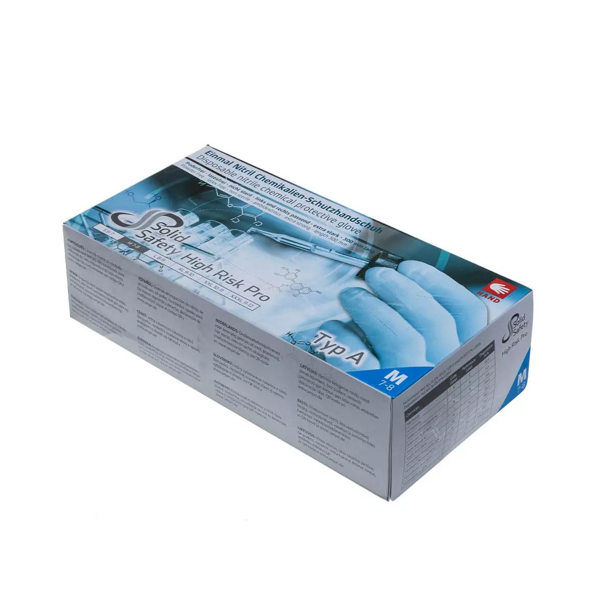 HighRisk Pro - Manopla de nitrilo Guantes (talla M, EN 374, EN 388 PSA III), color azul AMPRI