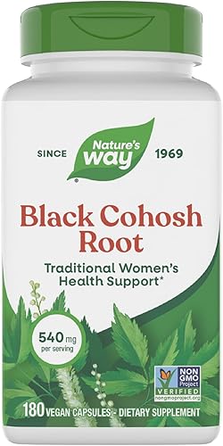 Natures Way Raíz de cohosh negra apoyo tradicional para la salud de las mujeres 540 mg 180 cápsulas veganas