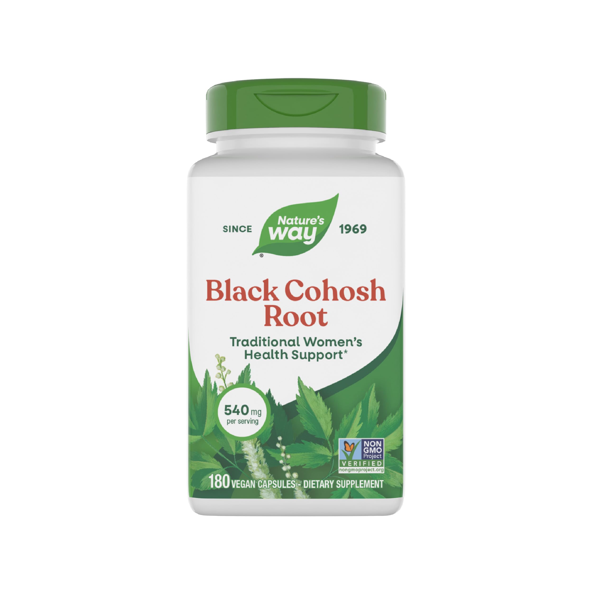 Nature's Way Black Cohosh Root, Traditional Support for Women's Health*, Non-GMO Project Verified, 180 Capsules