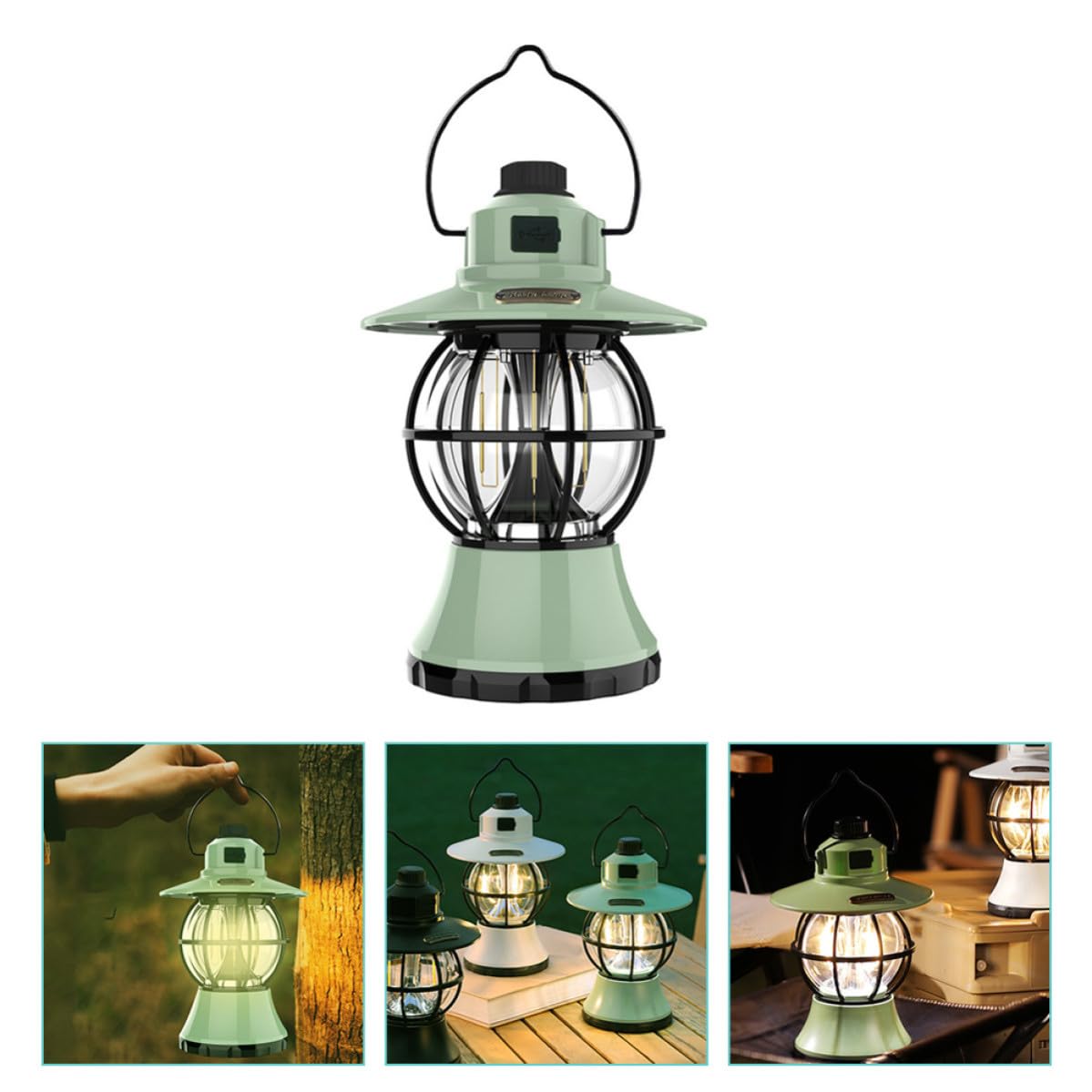 IMIKEYA Lampe de Camping Rétro Rechargeable 3000 Mah en Fer, Portable | Intensité Réglable 20-480 Lm, Batterie 18650 Intégrée, Usage Tente et Bivouac