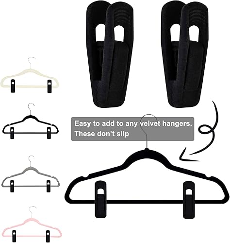 Miniatura 10 de TOFIIGREM Clips de terciopelo rosa claro (paquete de 50), clips antideslizantes de terciopelo para colgar perchas de terciopelo, clips fuertes para