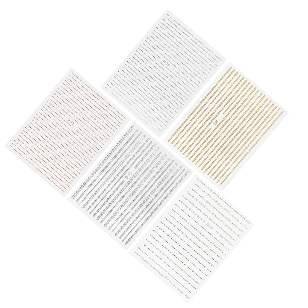 minkissy 15hojas Pegatinas Para Uñas Flexible Cadena Para Decoración De Manicura Diy Para Fiestas De Navidad y Eventos Especiales