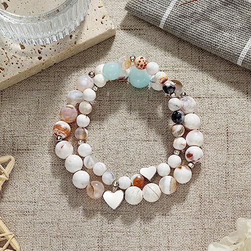 Back To School Gift Mommy and Me Bracelets, First Day of School Bracelet for Daughter Niece, Heart Beadeds Bracelet Mom and Daughter Bracelets set for One Big and One Small2