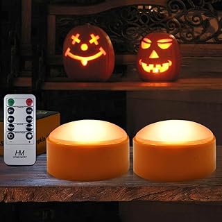 2-Pack Halloween Pumpkin Lights with Remote/Timer - Orange Pumpkin Lights LED Battery Operated Halloween Decor - Halloween Jack-O-Lantern Outdoor Pumpkin Decorations - LED Lights Halloween