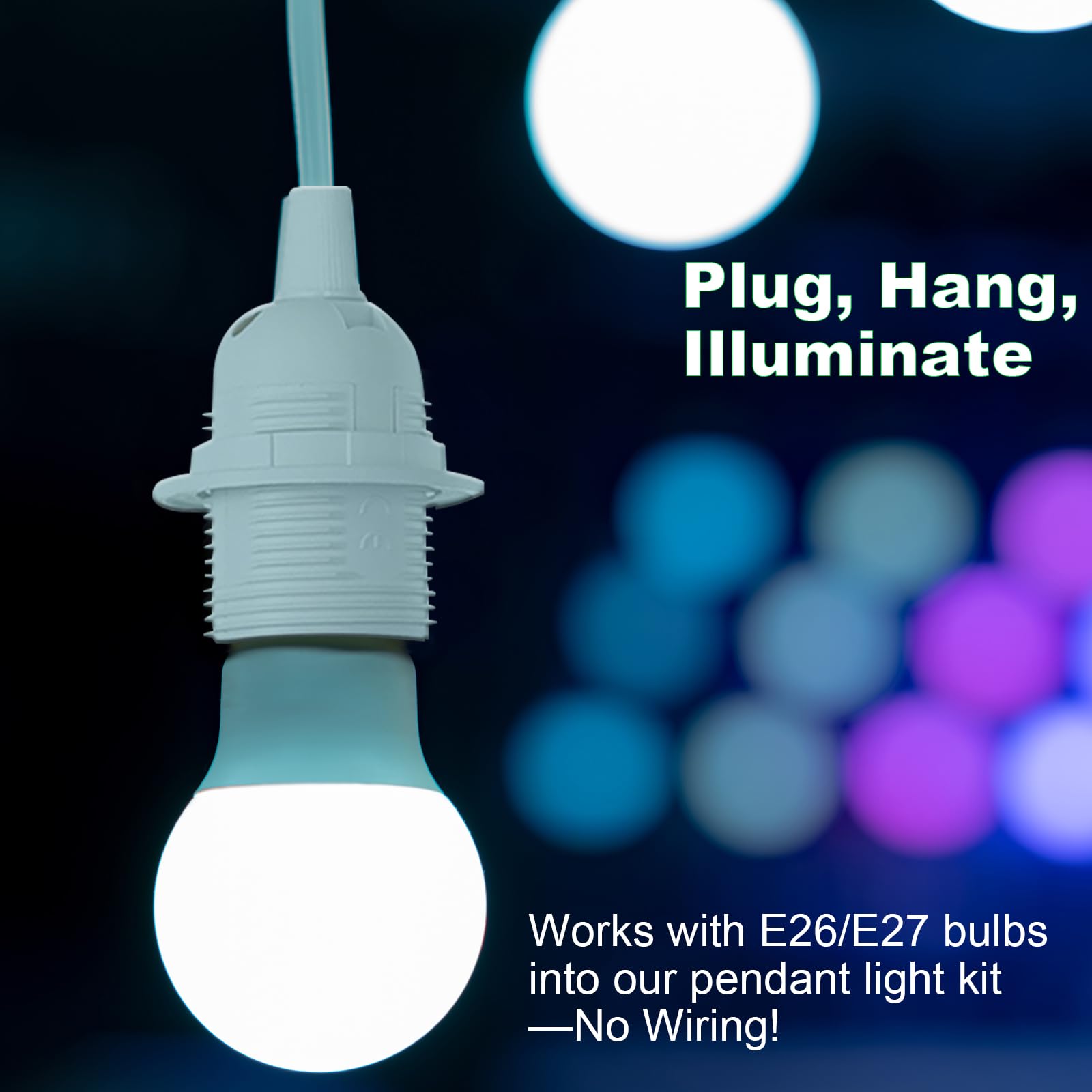 Plug-in Light Socket Kit - 16ft Pendant Cord -6
