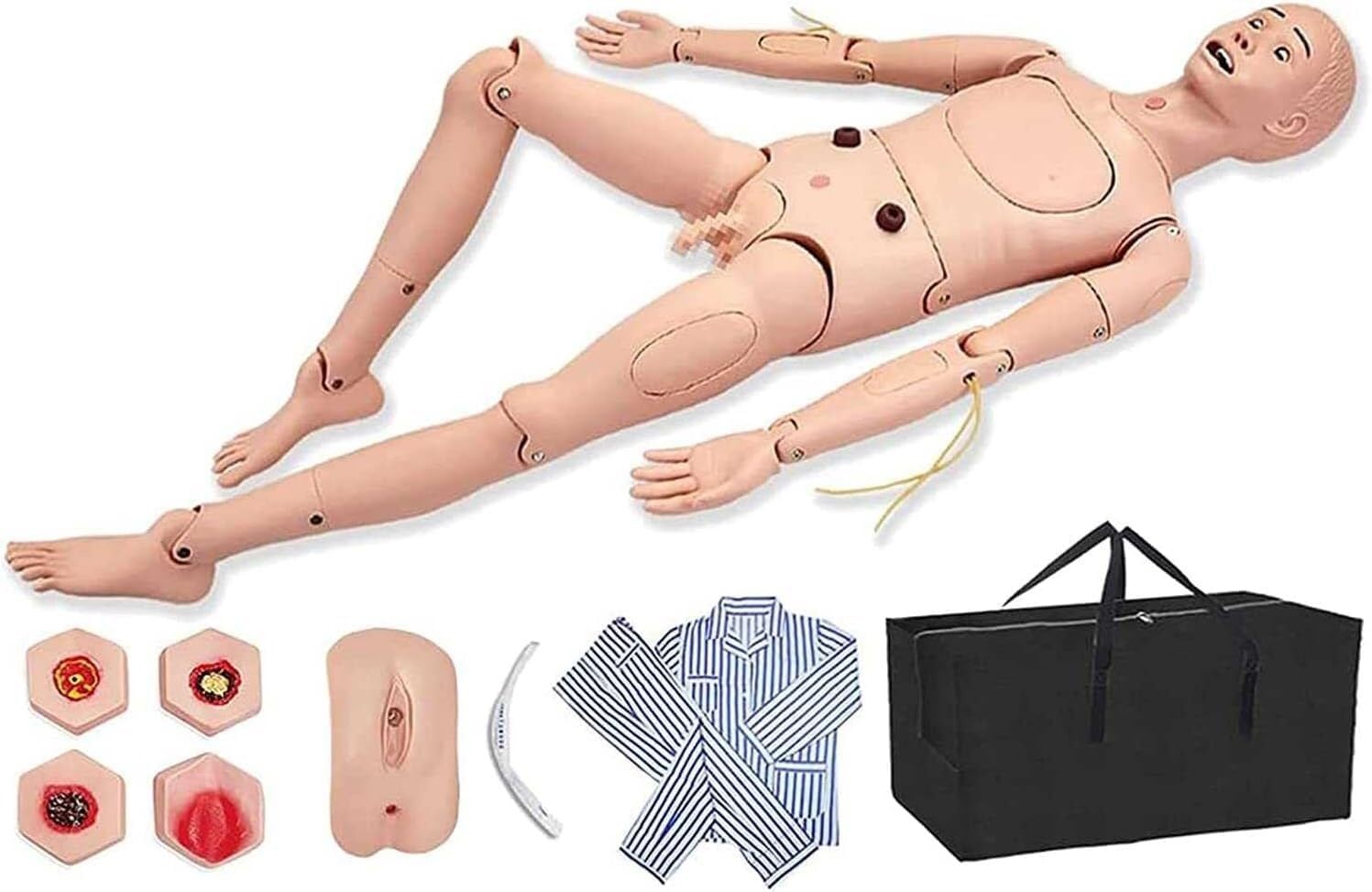 Maniquí de entrenamiento de habilidades para el cuidado de pacientes geriátricos, con genitales intercambiables y módulos para úlceras por presión, para la formación médica de enfermería y la enseña