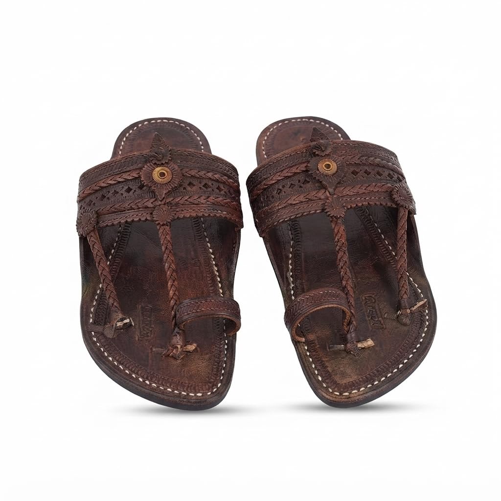 niira Leather Kolhapuri Chappals for Men - The Light Double Original | Stylish & Comfortable | Handmade by Local Artistans-picture-45