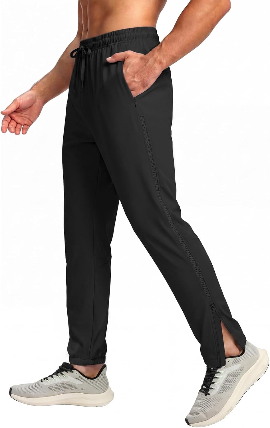 Auxo Mens Track Pants Running Workout Gym Tapered Pants Joggers for Men | Lightweight,Joggers with Ankle Zippers and Pockets,4-Way Stretch & Quick-Dry,Max Ventilation and Bretheble